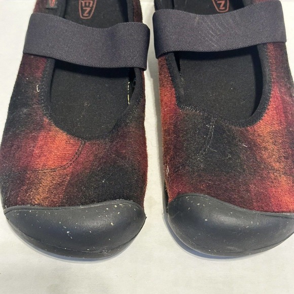 KEEN Sienna Wool Blend Red/Black Buffalo Plaid Mary Jane Flat Shoes Size 9.5 - Picture 3 of 6